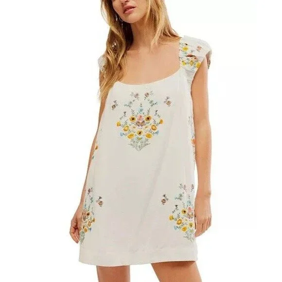 green emerald velvet dress Ivory Wildflower Patchwork Mini Dress // Free People *XS-XL* | Women's  Clothing main image 1